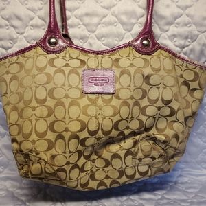 LB3 Coach Purse Brown Purple
